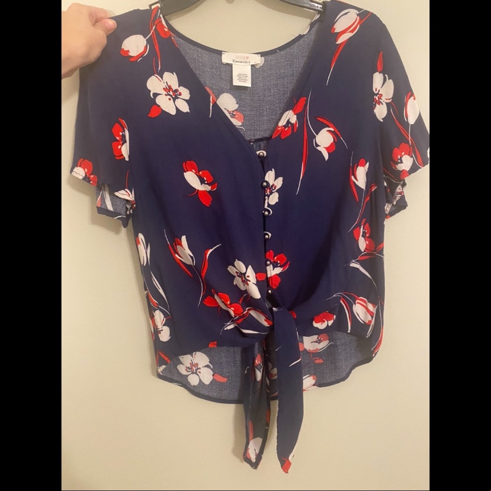 Floral Tie Front Top